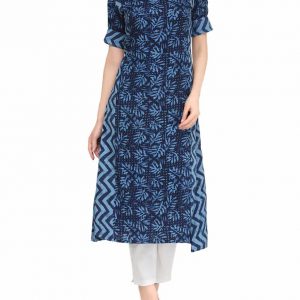 Blue Cotton Regular Kurta