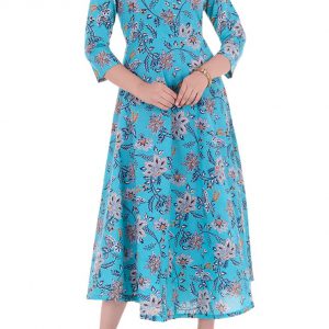 Sky And Blue  Cotton Regular Kurta