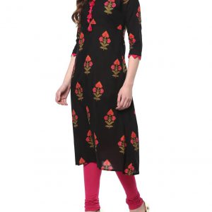 Black Cotton Regular Kurta