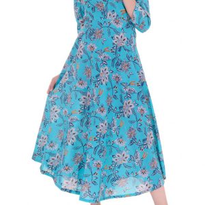 Sky And Blue  Cotton Regular Kurta