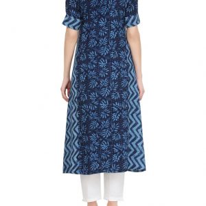 Blue Cotton Regular Kurta