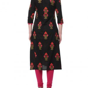 Black Cotton Regular Kurta